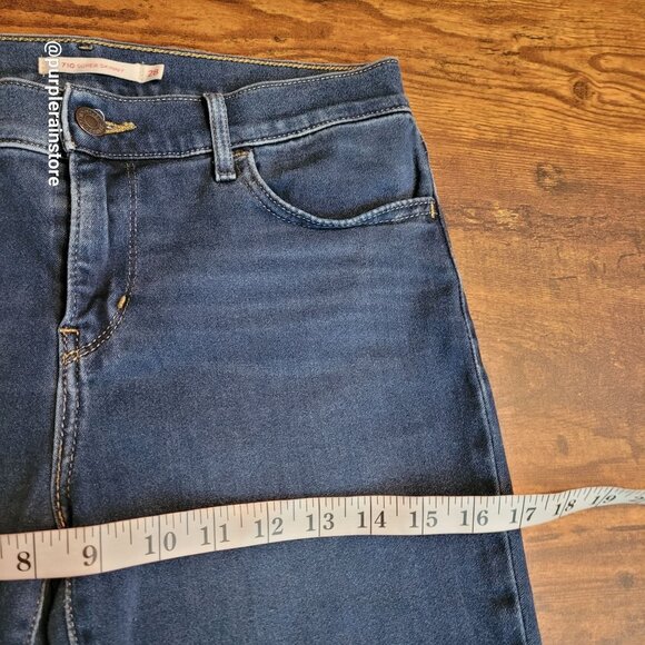 Levi's Jeans 28 Super Skinny 710 Mid Rise Medium Dark Wash Stretch Western - Picture 8 of 13